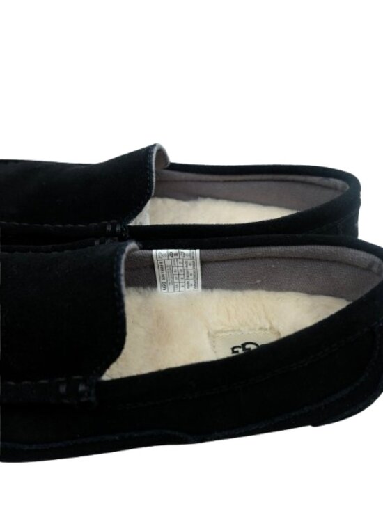 UGG~Alder~BLACK SUEDE SHEARLING LINED MEN\'S MOCCASIN SLIPPER SHOES Sz 9 Near New main image 4